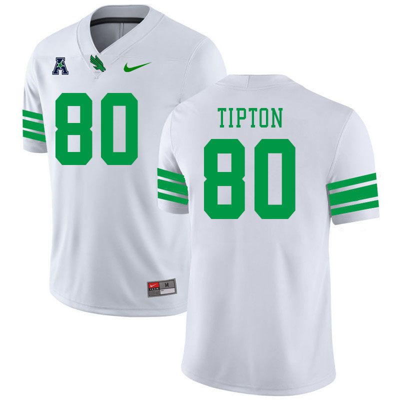 #80 Baron Tipton North Texas Mean Green College Football Jerseys Stitched-White